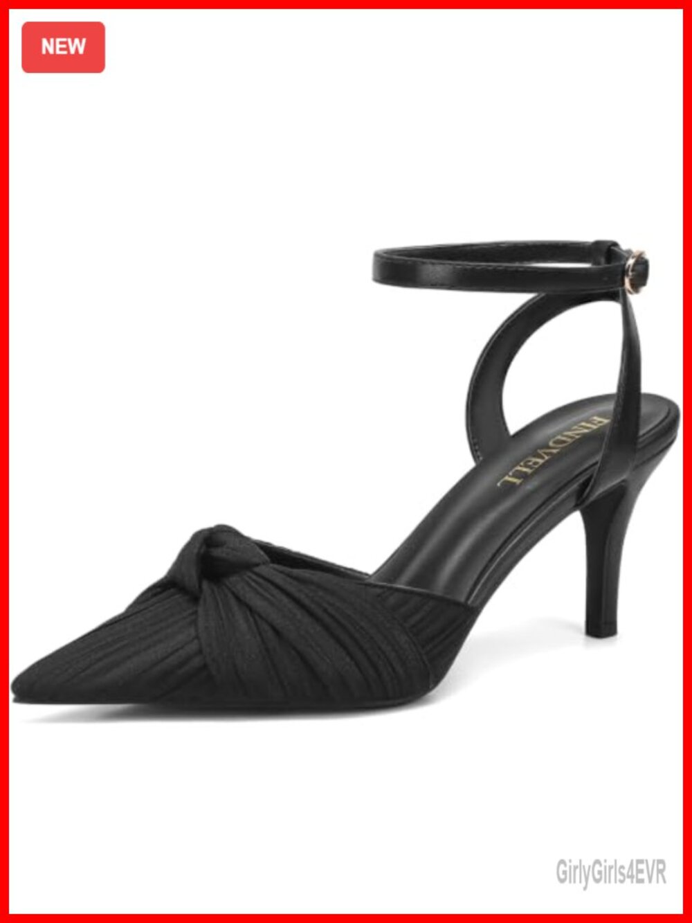 Faux Leather Pointed Toe Kitten Heel Ankle Strap Pumps Wedding Party Heels